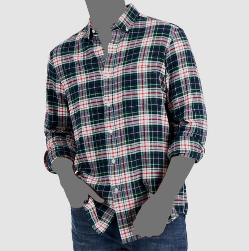 $40 Club Room Men's White Blue Green Red Flannel Button-Up Plaid Shirt Size M