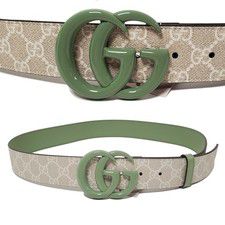 GUCCI BELT 400593 GG LOGO SUPREME MONOGRAM GREEN MARMONT BUCKLE 95 / 38