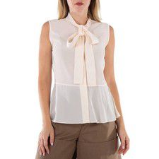 Burberry Ladies Soft Sand Erin Silk Crepe De Chine Sleeveless Top