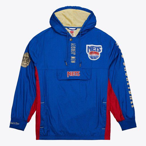 MENS MITCHELL & NESS NBA TEAM OG 2.0 ANORAK WINDBREAKER VINTAGE LOGO NETS