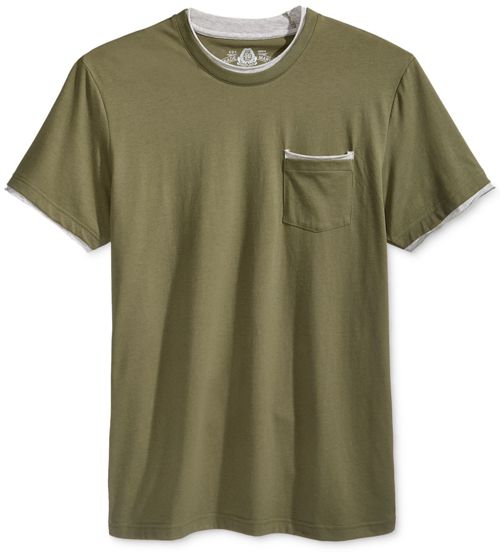 $99 American Rag Men Green Gray Pocket Short-Sleeve Crew-Neck Tee T-Shirt Size M