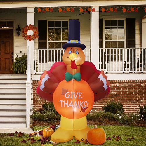 6Ft Thanksgiving Turkey Inflatable with LED Lights for Outdoor Decoration
