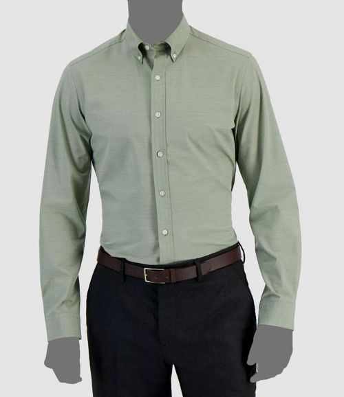 $60 Club Room Men's Slim-Fit Green Long-Sleeve 4-Way Stretch Shirt Size 15-15.5