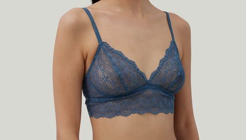 $120 Else Women's Blue Scalloped Lace Triangle Bralette Bra Size M