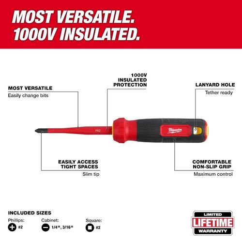 Milwaukee 4-In-1 1000V Insulated Slim Tip Multi-Bit Screwdriver
