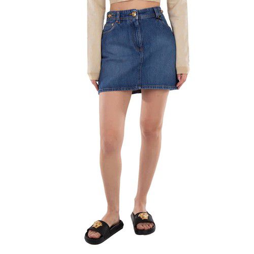 Versace Medusa 95 Cotton Denim Mini Skirt