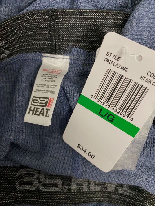 $34 32 Degrees Heat Underwear Men's Blue Classic Waffle-Knit Leggings Size L