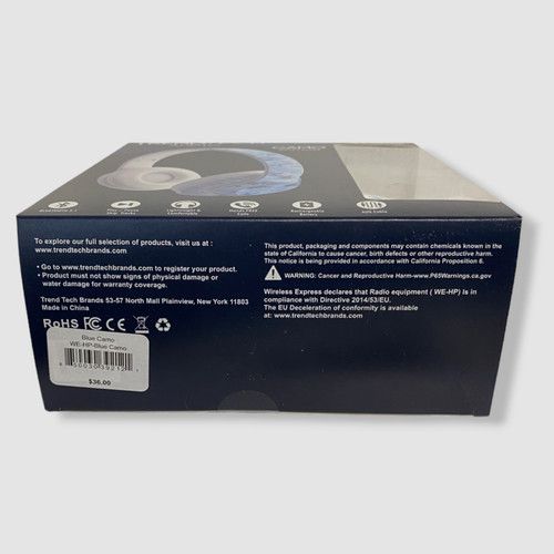 $36 Wireless Express Kids' Blue Camo Stereo Bluetooth On-Ear Headphones