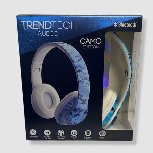 $36 Wireless Express Kids' Blue Camo Stereo Bluetooth On-Ear Headphones