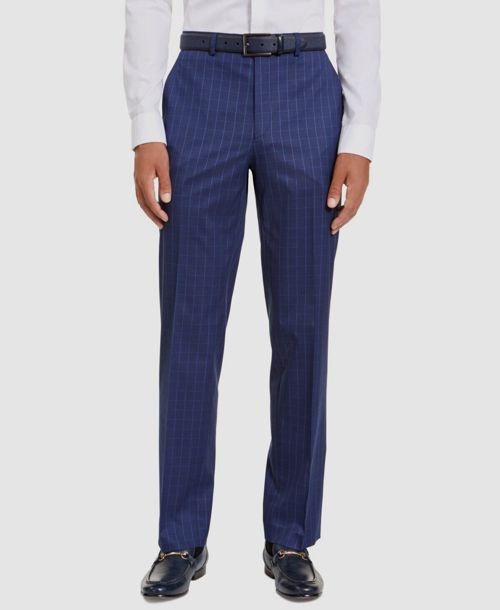 $135 Sean John 40W 34L Men's Blue Classic Fit Check Suit Trousers Dress Pants