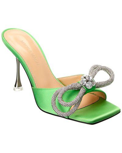 Mach & Mach Double Bow Square Satin Mule Women's Green 35