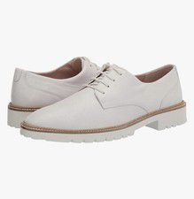 Women Ecco Modern Tailored Oxford Lace Up Shoes Leather White