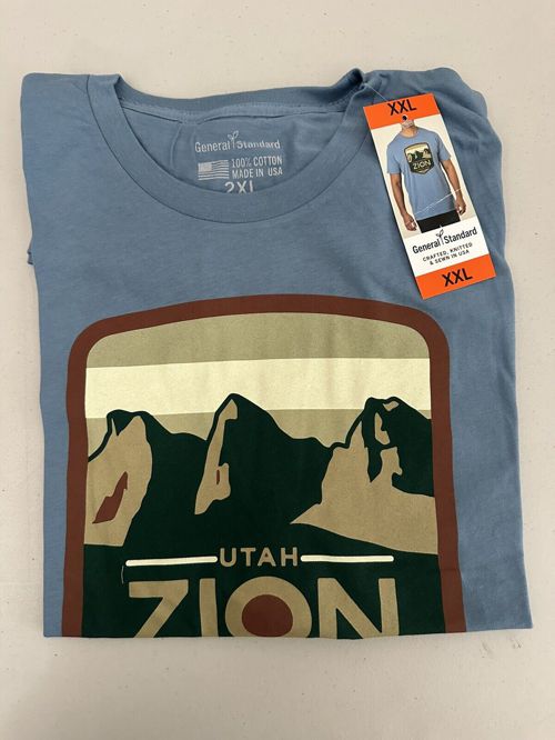 GENERAL STANDARD Men's Graphic T-Shirt Tee Zion National Park Utah US, Blue, XXL