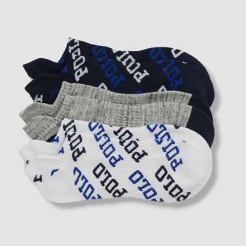 $21 Polo Ralph Lauren Men`s Blue Athletic Low Cut Socks 3-Pair Pack Shoe 6-12