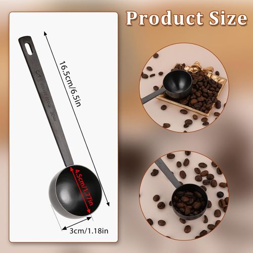 Metal Measure Spoon 2 Tablespoon Coffee Scoop 4.7In Black Long Handle 18/8 Stain