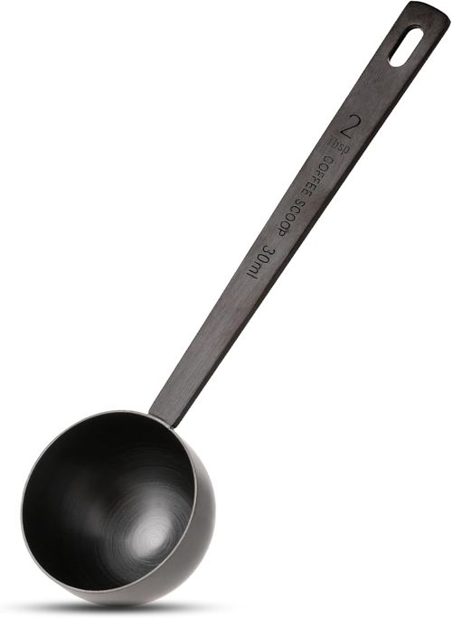 Metal Measure Spoon 2 Tablespoon Coffee Scoop 4.7In Black Long Handle 18/8 Stain