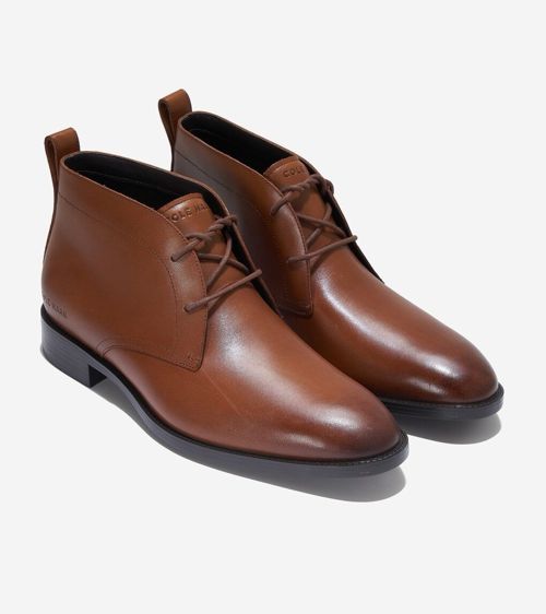 Men Cole Haan Hawthorne Chukka Boots Water Resistant Leather British Tan C38728