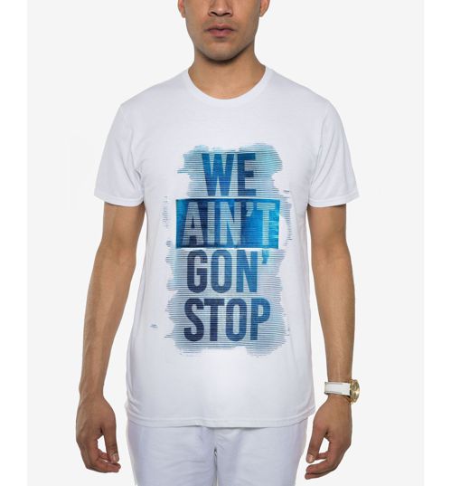 New $99 Sean John Mens White Blue Graphic Short-Sleeve Crew-Neck Tee T-Shirt M