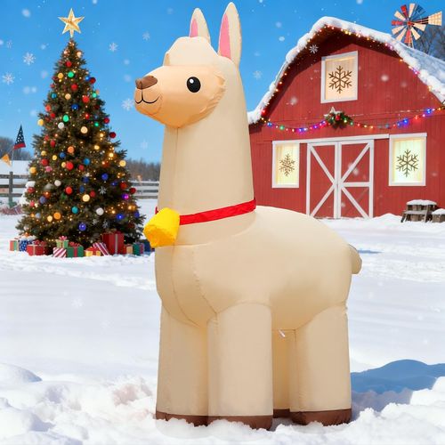 6FT Inflatable Alpaca Llama Christmas Decor with LED Lights for Outdoor Use