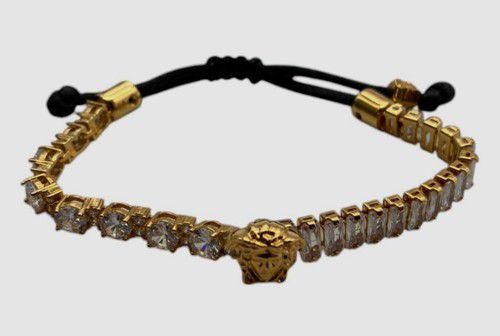 Versace Women's Gold Glass Crystal Cord Bracelet Size M
