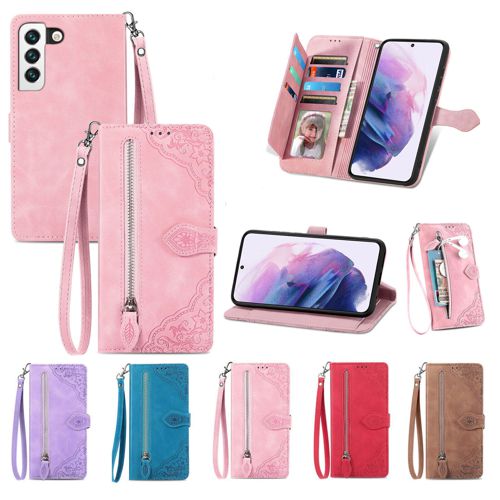 For Samsung S25 Edge S24 FE S23 S22 S21 S20 Leather Zipper Wallet Phone Case