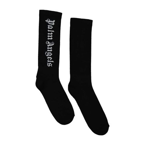 Palm Angels Black Vertical Logo Cotton-Blend Socks, Size S/M