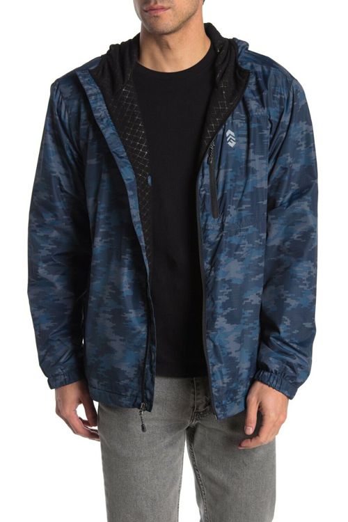 Free Country Men's Wind Shear Zip Up Hooded Jacket ,Camo Dark Navy Size S $90