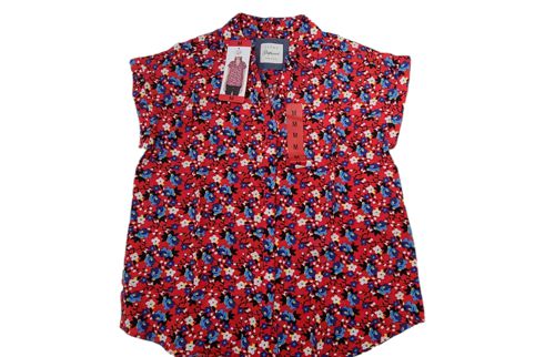 JACHS Girlfriend New York Women's Red Floral Blouse, Size Medium 