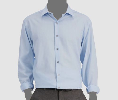$65 Alfani Men's Blue Regular-Fit Long-Sleeve Dress Shirt Size 17-17.5 32/33