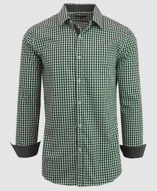 $58 Galaxy by Harvic Men's Green Long-Sleeve Plaid Button-Up Shirt Size 2XL