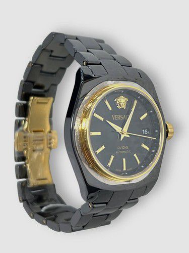 $2995 Versace Women's Black DV One Swiss Automatic Ceramic Watch 40mm VE6B00123