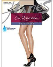 Pantyhose Reinforced Toe Hanes Sheer Silk Reflections Control Top Cool Comfort