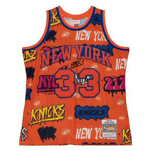 MENS MITCHELL & NESS SLAP STICKER SWINGMAN JERSEY KNICKS 1991 PATRICK EWING