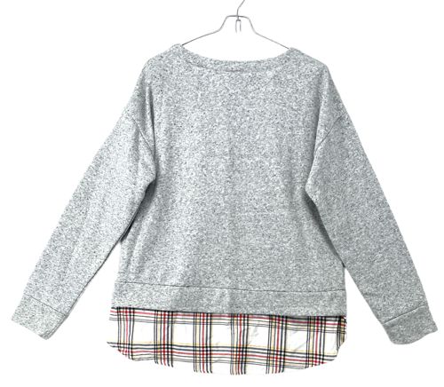 IZOD Women's Long Sleeve Tie-Front 2-Fer Sweatshirt Light Heather Gray Size M