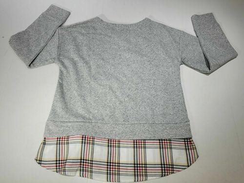 IZOD Women's Long Sleeve Tie-Front 2-Fer Sweatshirt Light Heather Gray Size M