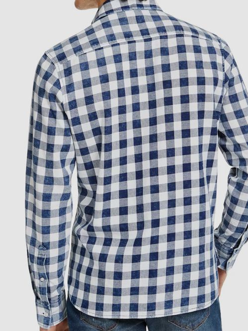 $45 Sun + Stone Men's Blue Long-Sleeve Washed Banarama Check Shirt Size XXL