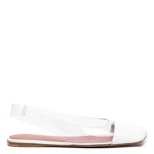 Amina Muaddi Transparent-Design Slingback Ballerina Flats, Brand Size 38 (US
