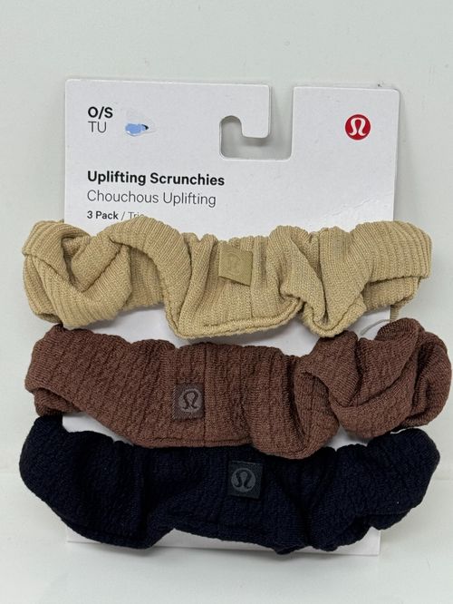 Lululemon Uplifting Scrunchies 3 Pack Hair Ties Black One Size