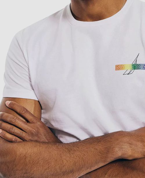 $30 Nautica Men's White Short-Sleeve Pride We Are One Graphic T-Shirt Size L