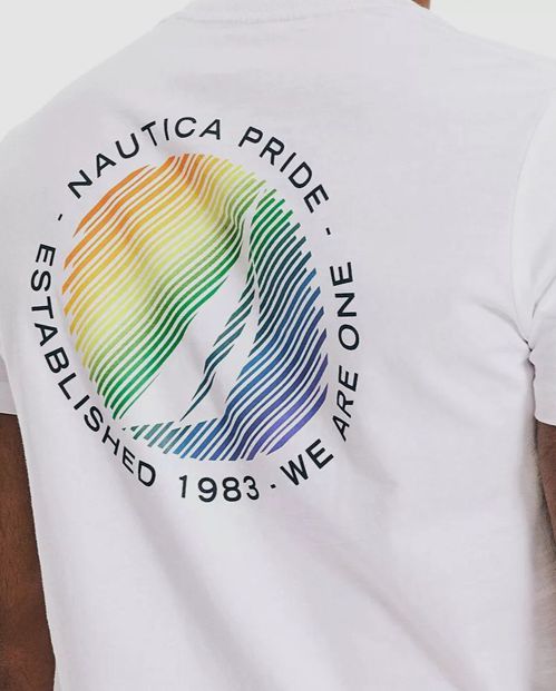 $30 Nautica Men's White Short-Sleeve Pride We Are One Graphic T-Shirt Size L