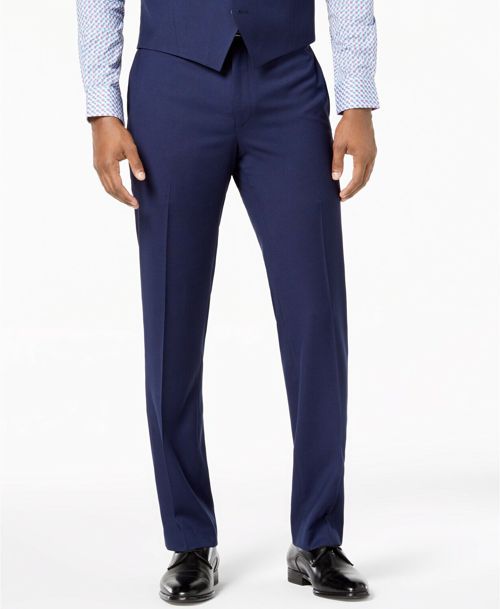 $285 Marc New York 35W 30L Men's Blue Modern Fit Neat Suit Trousers Dress Pants