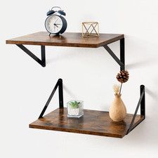 Deep Floating Shelves for Wall, 16W X 12D Rustic Wood Wall Shelves Set of 2, 12 