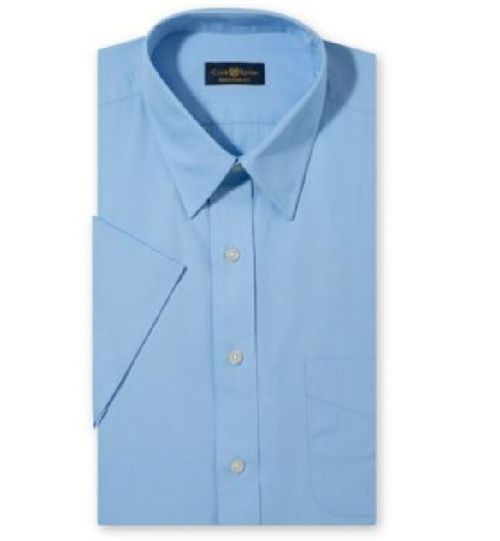 Nwt $95 Club Room Men'S Regular Fit Blue Short-Sleeve Button Dress Shirt 14.5 S