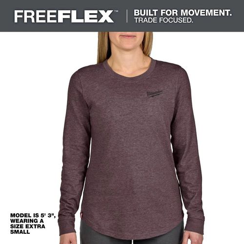 Milwaukee Womens Freeflex Hybrid Tee, Long Sleeve, Purple 2X