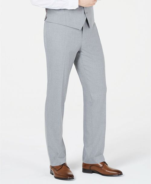$284 Marc New York 35W 33L Men's Gray Modern Fit Flat Suit Solid Trousers Pants