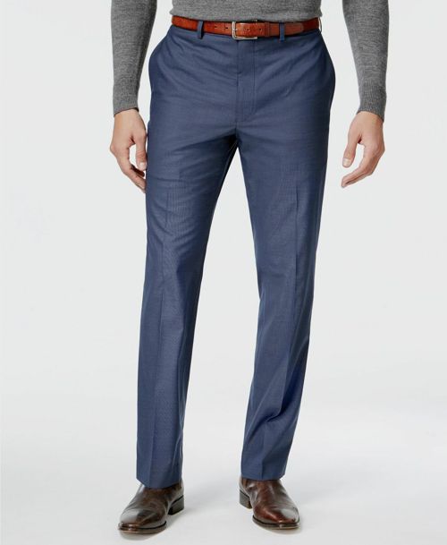 $276 Marc New York 35W 32L Men's Classic Fit Blue Neat Solid Suit Trousers Pants