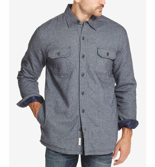 $195 Weatherproof Men's Blue Button Up Fleece Winter Coat Shirt Jacket Size M