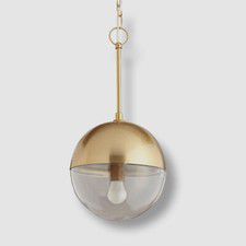 $379 Jamie Young Gold 1-Light Ceiling Modern Sphere Clear Glass Pendant Light
