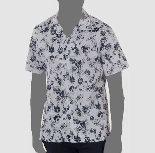 $42 Mio Marino Men's White Hawaiian Print Cotton Dress Shirt Size XL