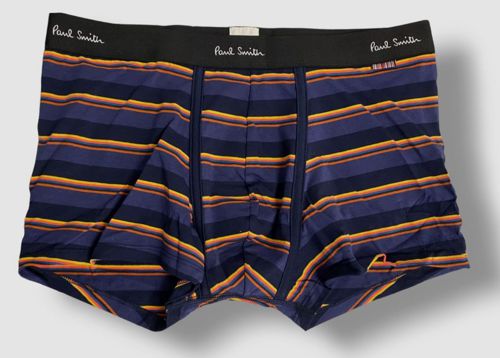 $30 Paul Smith Men's Blue Cotton Stretch Underwear Striped Boxer Brief Trunk XL